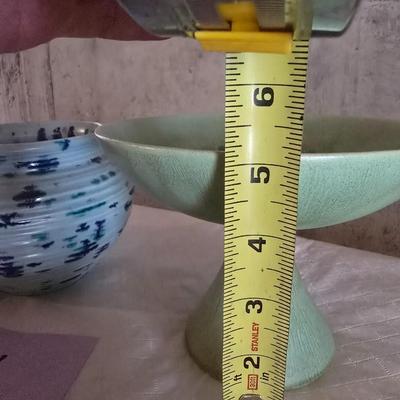 CERAMICS BY FREEDA FLOWER POT AND A BOWL ON A PEDESTAL