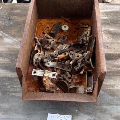 Vintage Metal Bin with Hardware