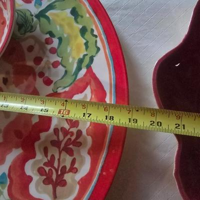 FRANKOMA SERVING BOWL, PLASTIC CHIP AND DIP PLATTER AND MORE