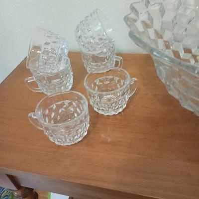 FOSTORIA PUNCH BOWL WITH CUPS
