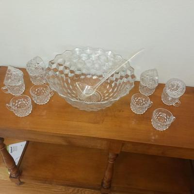 FOSTORIA PUNCH BOWL WITH CUPS