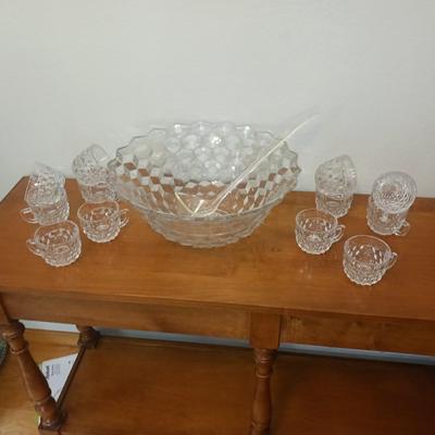 FOSTORIA PUNCH BOWL WITH CUPS