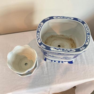 816 Two Blue and White Porcelain Cachepots