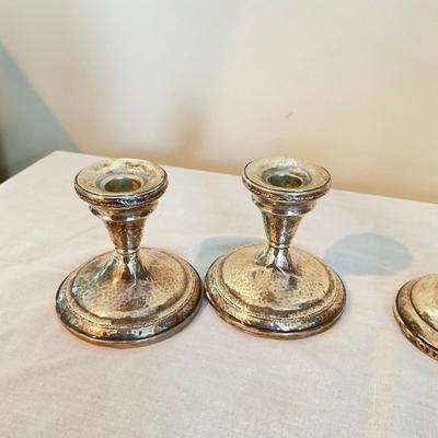 820 Two Pairs Of Weighted Silver Candlesticks