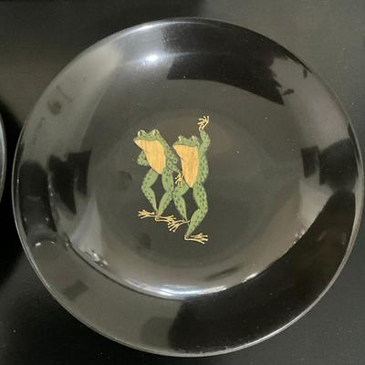 826 Vintage Couroc Decorative Black Tray & Three Bowls