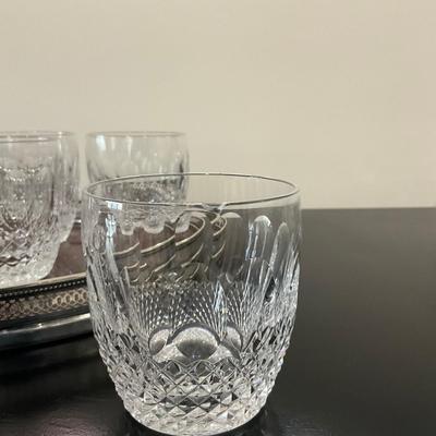 830 Set of 8 Cut Crystal Waterford "Colleen" Old Fashioned Barware With Tray