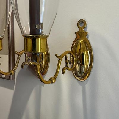 847 Pair of Brass WIlliamsburg Style Candle Sconces