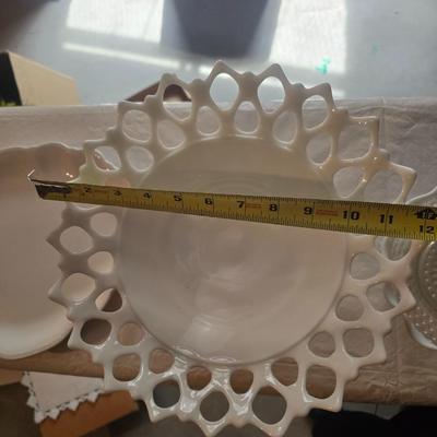 VINTAGE MILK GLASS SERVING DISHES