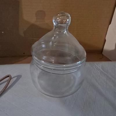 CERAMIC HOUSE HOT PLATE AND SEVERAL GLASS CANISTERS