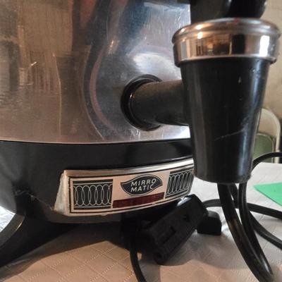 COFFEE URN WITH A SPIGOT AND AN ENAMELED PITCHER PLUS A GREGORIAN COPPER POT