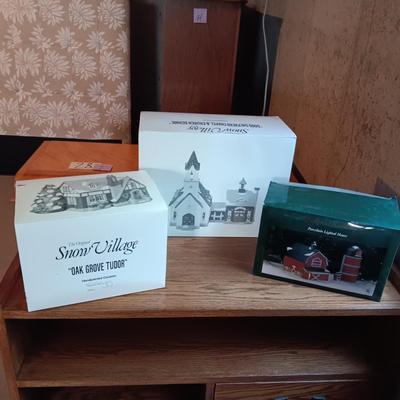 2 DEPARTMENT 56 CHRISTMAS BUILDINGS AND DICKEN'S BARN AND SILO