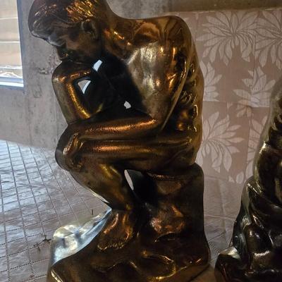BRASS BOOKENDS "THE THINKER"
