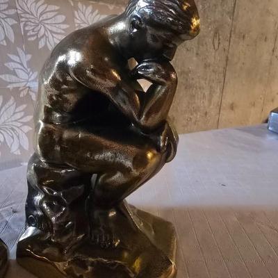 BRASS BOOKENDS "THE THINKER"