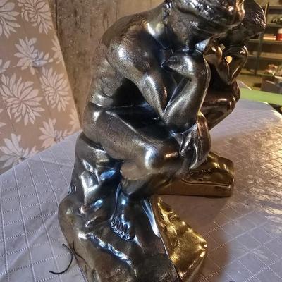 BRASS BOOKENDS "THE THINKER"