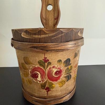 Vintage Wood Churn Hand Painted Bucket