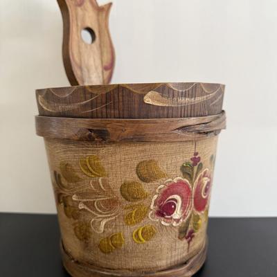Vintage Wood Churn Hand Painted Bucket