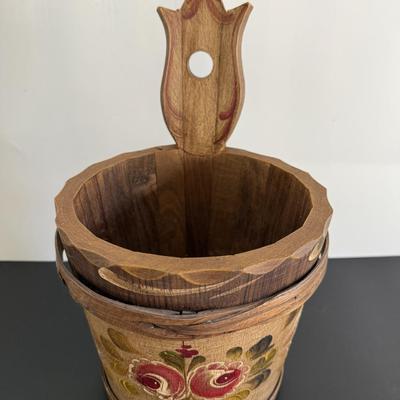 Vintage Wood Churn Hand Painted Bucket