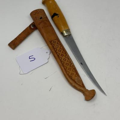 Sale Photo Thumbnail #7: 6 1/4” blade leather scabbard