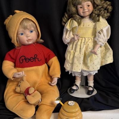 Disney Pooh Doll, Honey jar, Yellow dress Doll