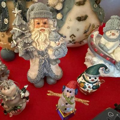Blue Snowman decor, plus salt/pepper shakers