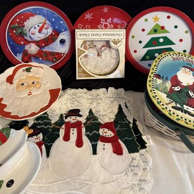 Christmas Platters, placemats, clock(shown upside down)