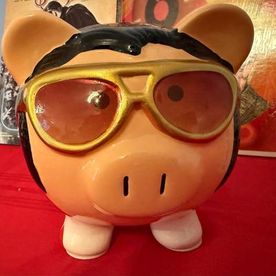 Elvis memorabilia including piggy bank