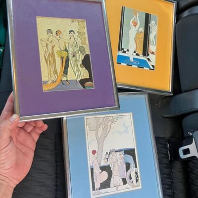 George Barbier Vintage Prints Art Deco with Frames 8” x 10”