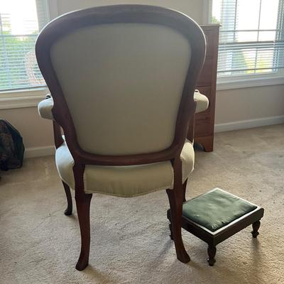 867 Antique French Style Arm Chair with Stool