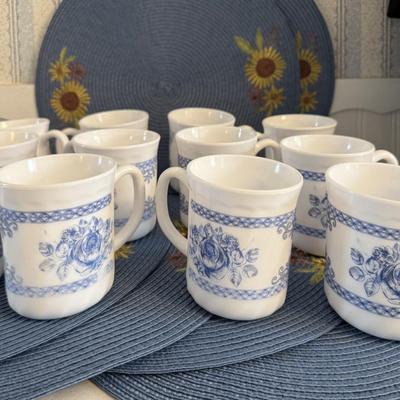 Arcopal France “Hororine” Milk Glass Mugs set of 12