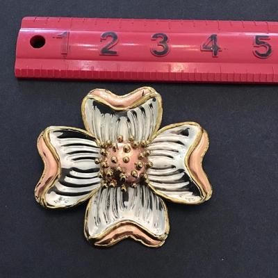 Sale Photo Thumbnail #35: Beautiful, silver copper, gold tone, flower brooch please see attached photos