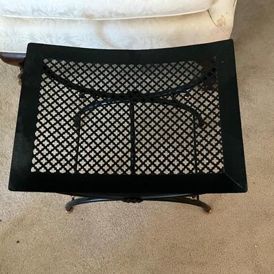876 Vintage Roman-Style Metal Stool with Gold Trim