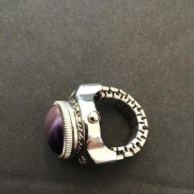 Sale Photo Thumbnail #133: Very nice vintage Paul Jardin finger watch with Purple glass Stone Please see attached photos working.