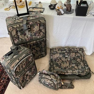 882 Lot of Protocol Floral Tapestry Suitcases