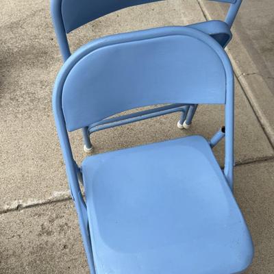 Blue folding chairs