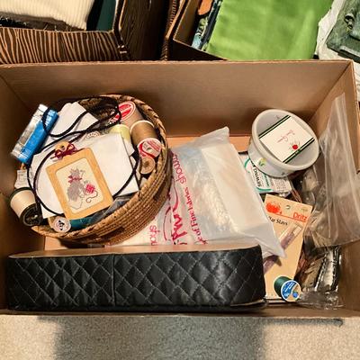 885 Lot of Three Boxes of Sewing Materials