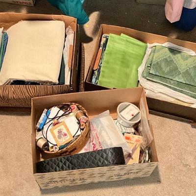 885 Lot of Three Boxes of Sewing Materials