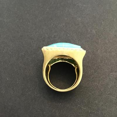 Sheila,FajI glow fashion statement ring with faceted turquoise