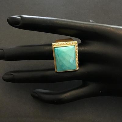 Sheila,FajI glow fashion statement ring with faceted turquoise