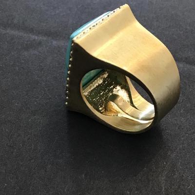 Sheila,FajI glow fashion statement ring with faceted turquoise
