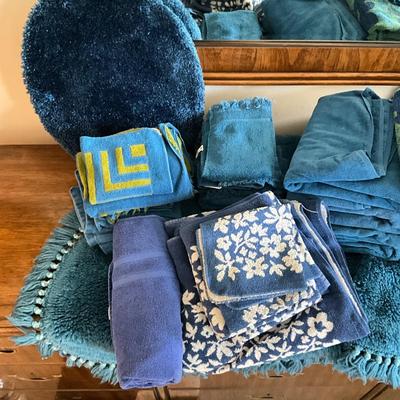 892 Large Lot of Blue and Aqua Towel Lot