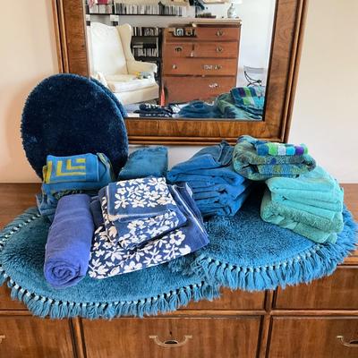 892 Large Lot of Blue and Aqua Towel Lot