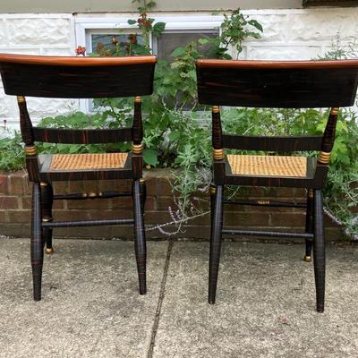 PAIR OF GILDED AND EBONIZED BALTIMORE FANCY CHAIRS