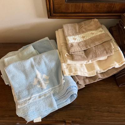 895 Blue and Brown Striped Towels Lot