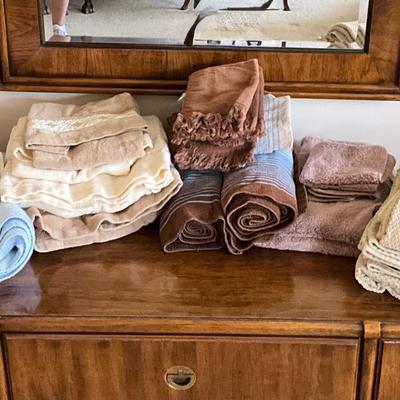 895 Blue and Brown Striped Towels Lot