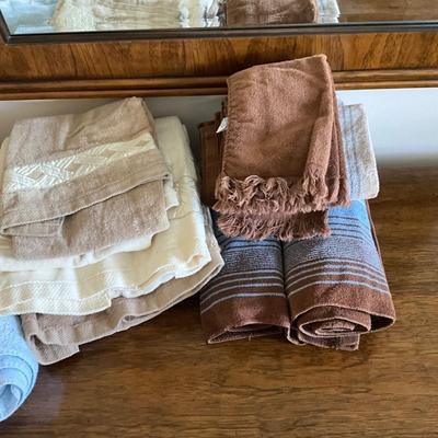 895 Blue and Brown Striped Towels Lot