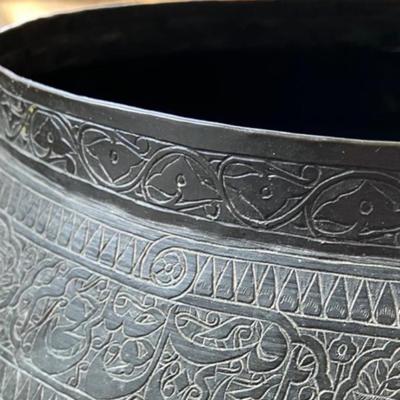 Large Mamluk tinned copper basin, Egypt or Syria, circa late 15th century- early 16th century