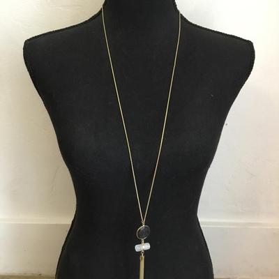 Loft, beautiful, gold, toned, crystal tassel necklace