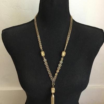 Vintage, Emmons, gold tone, tassel statement, necklace