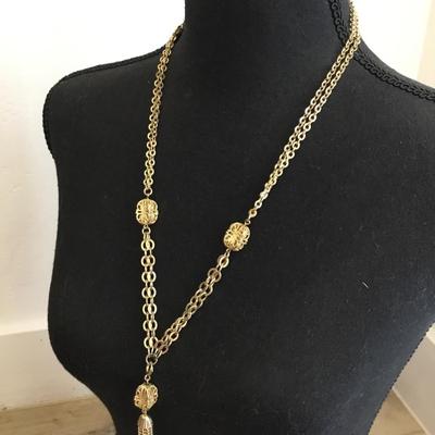 Vintage, Emmons, gold tone, tassel statement, necklace