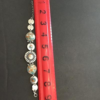 Very nice vintage SilverTone bracelet with earth polished stones